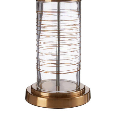 Orsina Zella Table Lamp – White and Gold Glass with Linen Shade