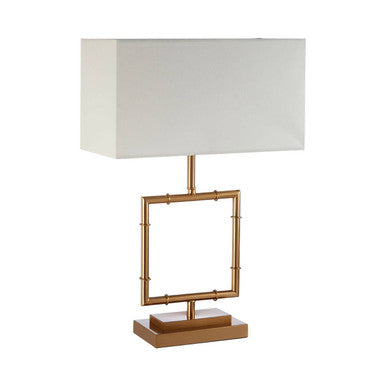 Orsina Zofie Gold Table Lamp – Square Metal Base with White Linen Shade