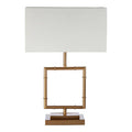 Orsina Zofie Gold Table Lamp – Square Metal Base with White Linen Shade