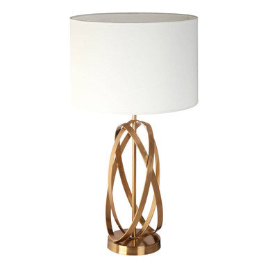Orsina Zaina Gold Cross Table Lamp – Iron Base with White Linen Drum Shade
