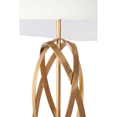 Orsina Zaina Gold Cross Table Lamp – Iron Base with White Linen Drum Shade