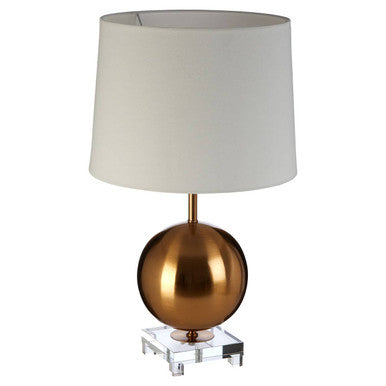 Orsina Zena Gold Sphere Table Lamp | Crystal Base & White Linen Shade
