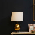 Orsina Zena Gold Sphere Table Lamp | Crystal Base & White Linen Shade