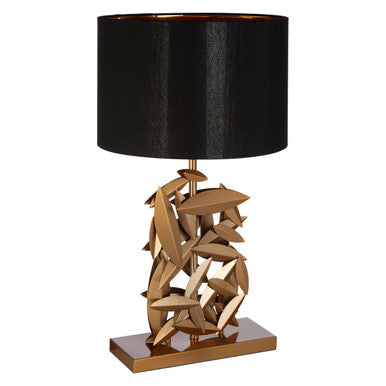 Orsina Zilla Black and Gold Table Lamp – Metal Leaf Base with Linen Shade