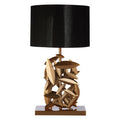 Orsina Zilla Black and Gold Table Lamp – Metal Leaf Base with Linen Shade