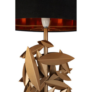 Orsina Zilla Black and Gold Table Lamp – Metal Leaf Base with Linen Shade