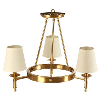 Orsina Zina Gold Ceiling Light | 3-Arm Chandelier with Linen Shades