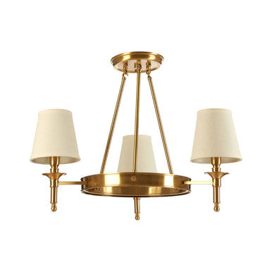 Orsina Zina Gold Ceiling Light | 3-Arm Chandelier with Linen Shades