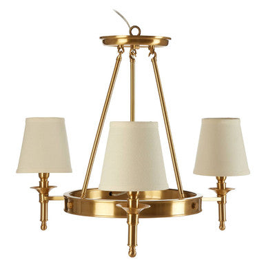 Orsina Zina Gold Ceiling Light | 3-Arm Chandelier with Linen Shades
