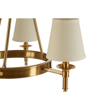 Orsina Zina Gold Ceiling Light | 3-Arm Chandelier with Linen Shades