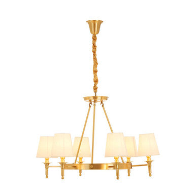 Orsina Zina 6-Arm Brass Chandelier | Gold Ceiling Light with Linen Shades