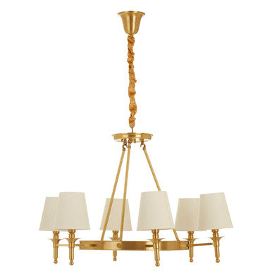 Orsina Zina 6-Arm Brass Chandelier | Gold Ceiling Light with Linen Shades