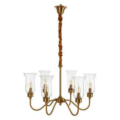 Orsina Zissi Gold Ceiling Light – 6-Light Candle Chandelier with Glass