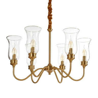 Orsina Zissi Gold Ceiling Light – 6-Light Candle Chandelier with Glass