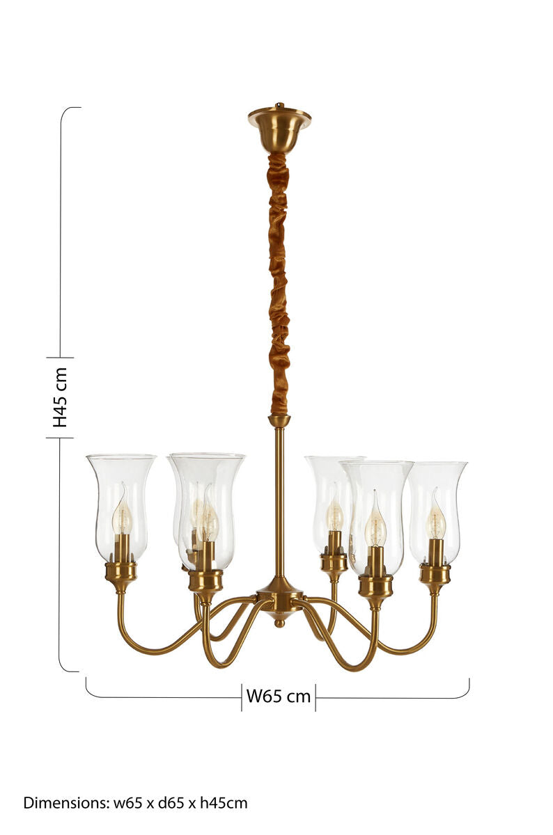 Orsina Zissi Gold Ceiling Light – 6-Light Candle Chandelier with Glass