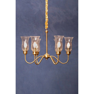 Orsina Zissi Gold Ceiling Light – 6-Light Candle Chandelier with Glass