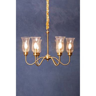 Orsina Zissi Gold Ceiling Light – 6-Light Candle Chandelier with Glass