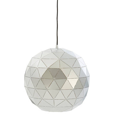 Orsina Mateo Small Silver Pendant Light – Geometric Steel Dome Lamp