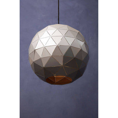 Orsina Mateo Small Silver Pendant Light – Geometric Steel Dome Lamp