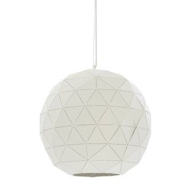 Orsina Mateo Medium White Pendant Light – Faceted Steel Dome Lamp