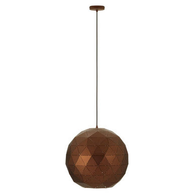 Orsina Mateo Medium Pendant Light – Coffee Steel Dome with Gold Interior