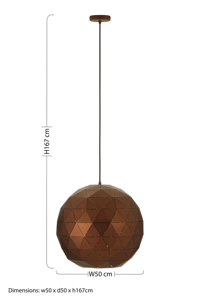Orsina Mateo Medium Pendant Light – Coffee Steel Dome with Gold Interior