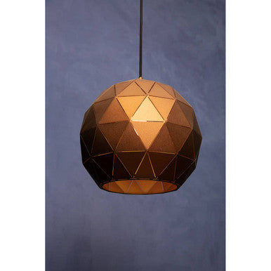 Orsina Mateo Medium Pendant Light – Coffee Steel Dome with Gold Interior