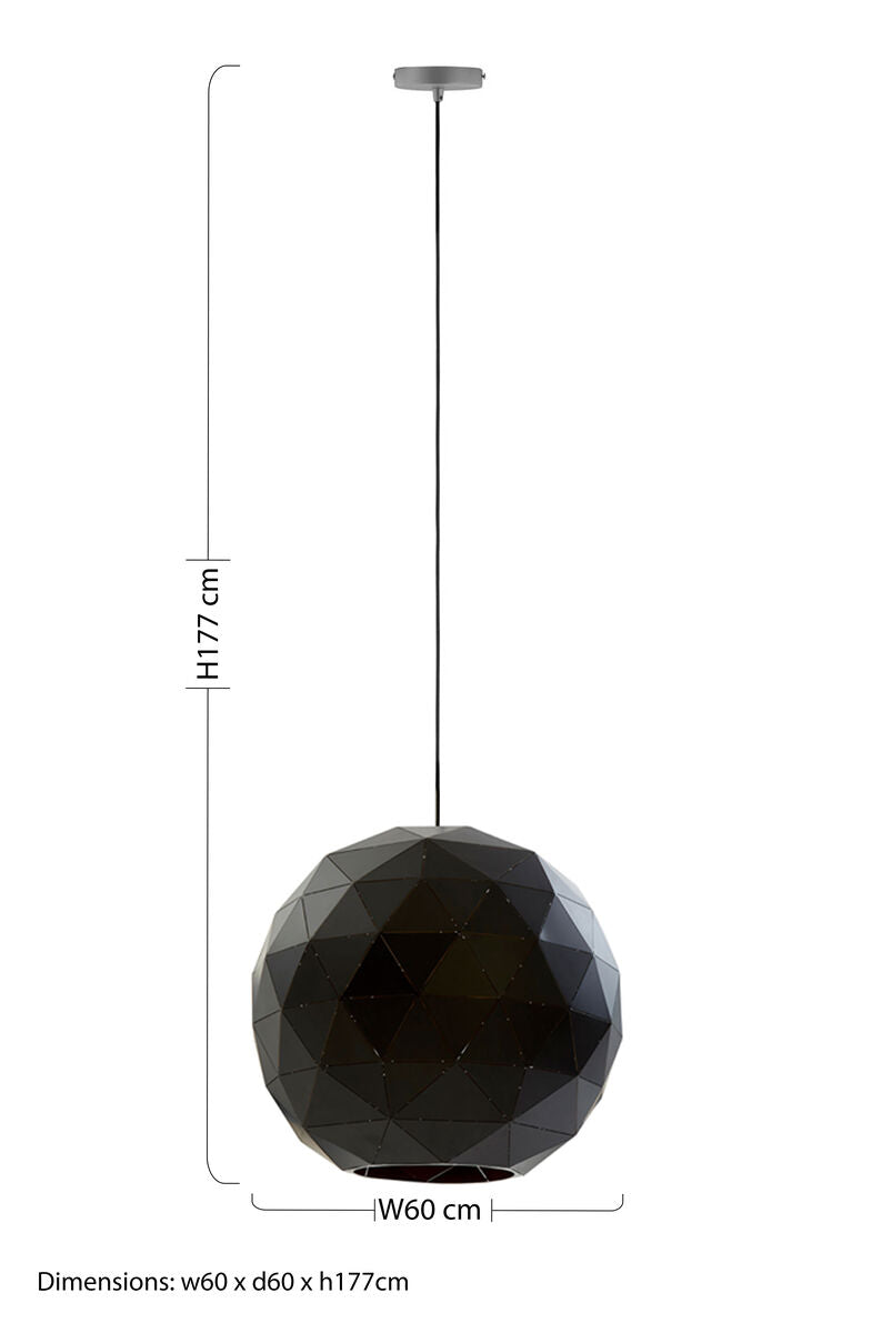 Orsina Mateo Large Geometric Pendant Light – Black and Copper Steel