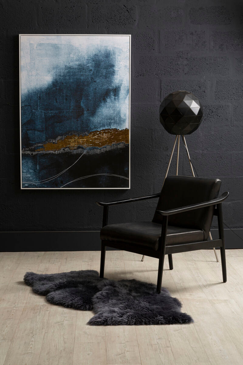 Orsina Mateo Black Floor Lamp – Geometric Steel Shade with Gold Interior