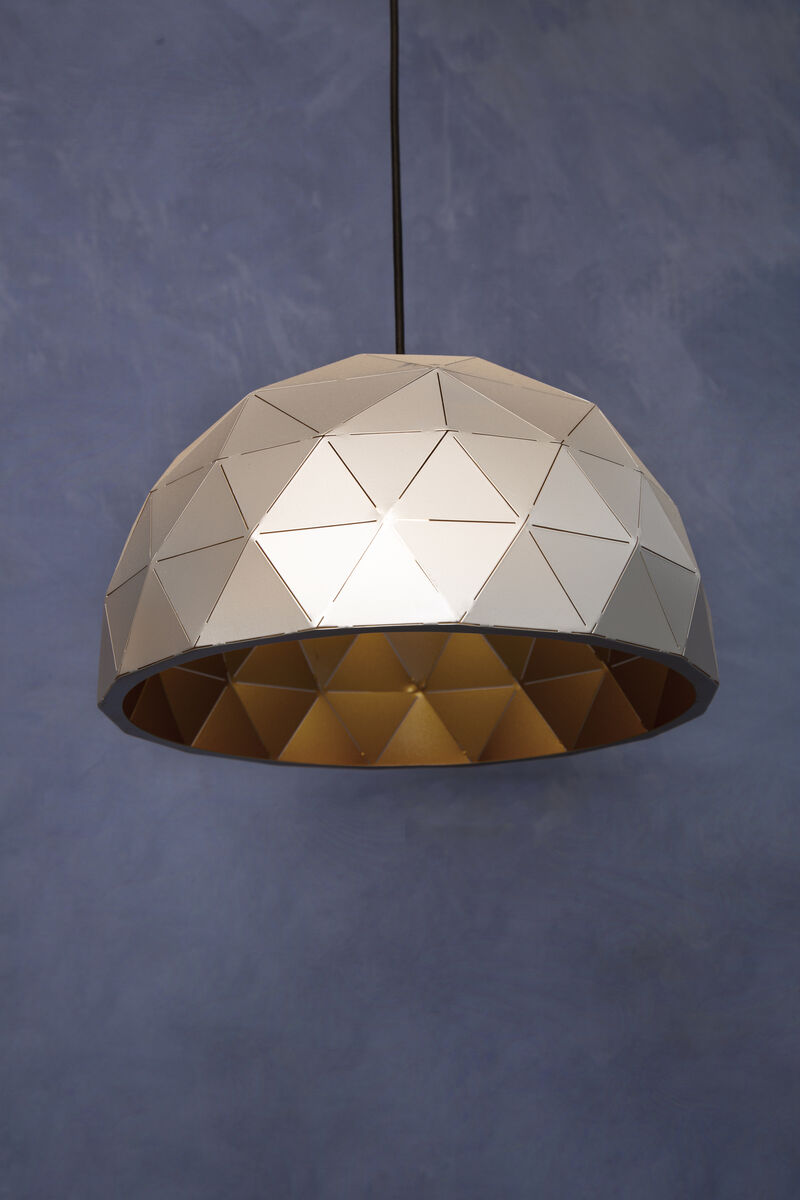 Orsina Mateo Small Silver Dome Pendant Light | Geometric Steel Design