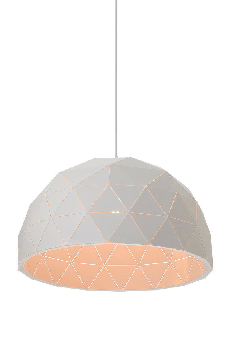 Orsina Mateo White Dome Pendant Light – Medium Geometric Steel Shade