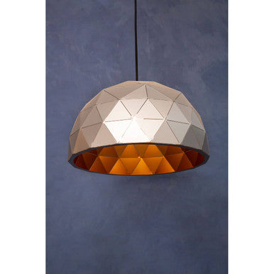 Orsina Mateo Medium Silver Dome Pendant Light | Faceted Steel & Gold