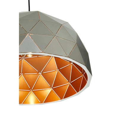 Orsina Mateo Medium Silver Dome Pendant Light | Faceted Steel & Gold