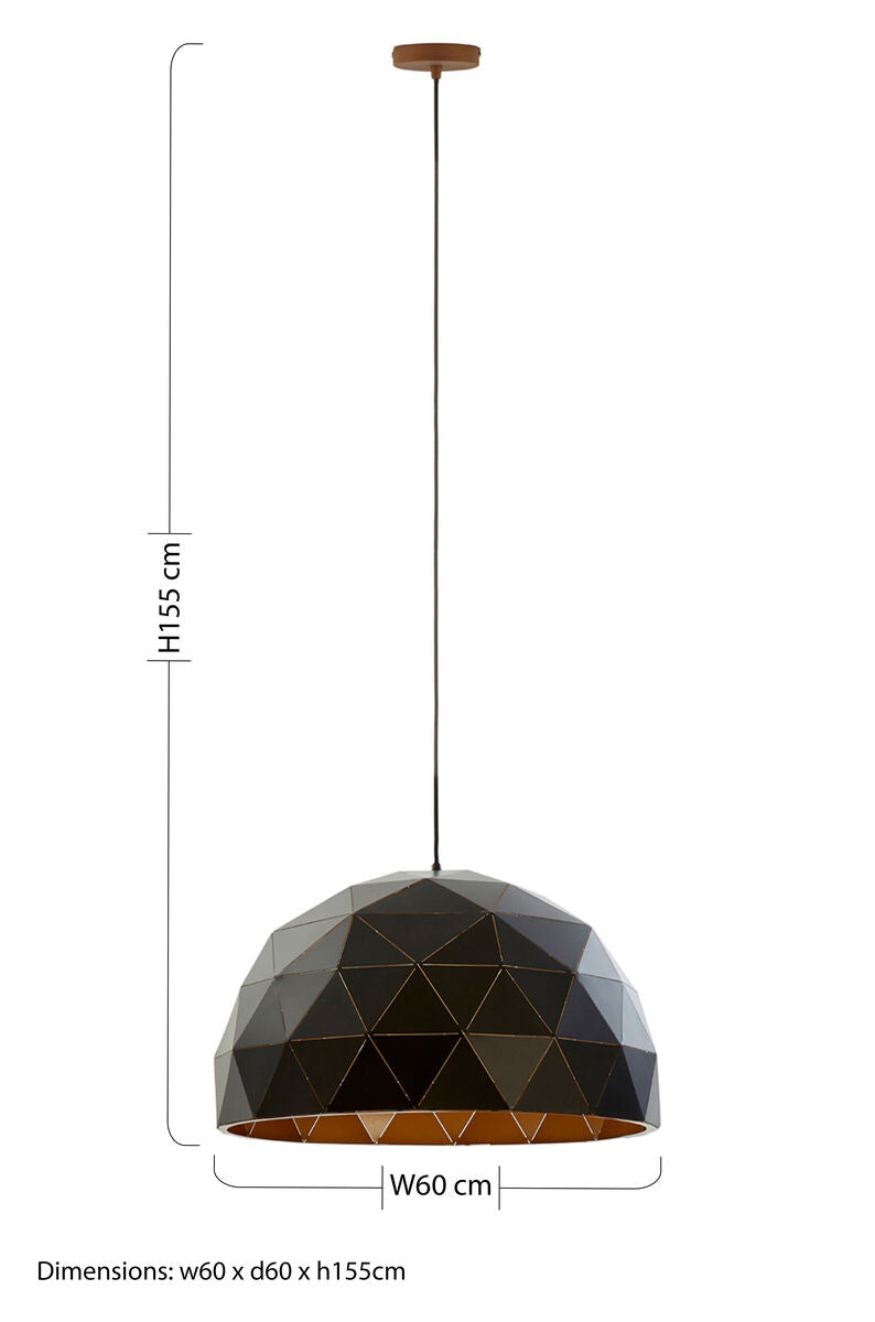 Orsina Mateo Large Geometric Dome Pendant Light – Black and Copper