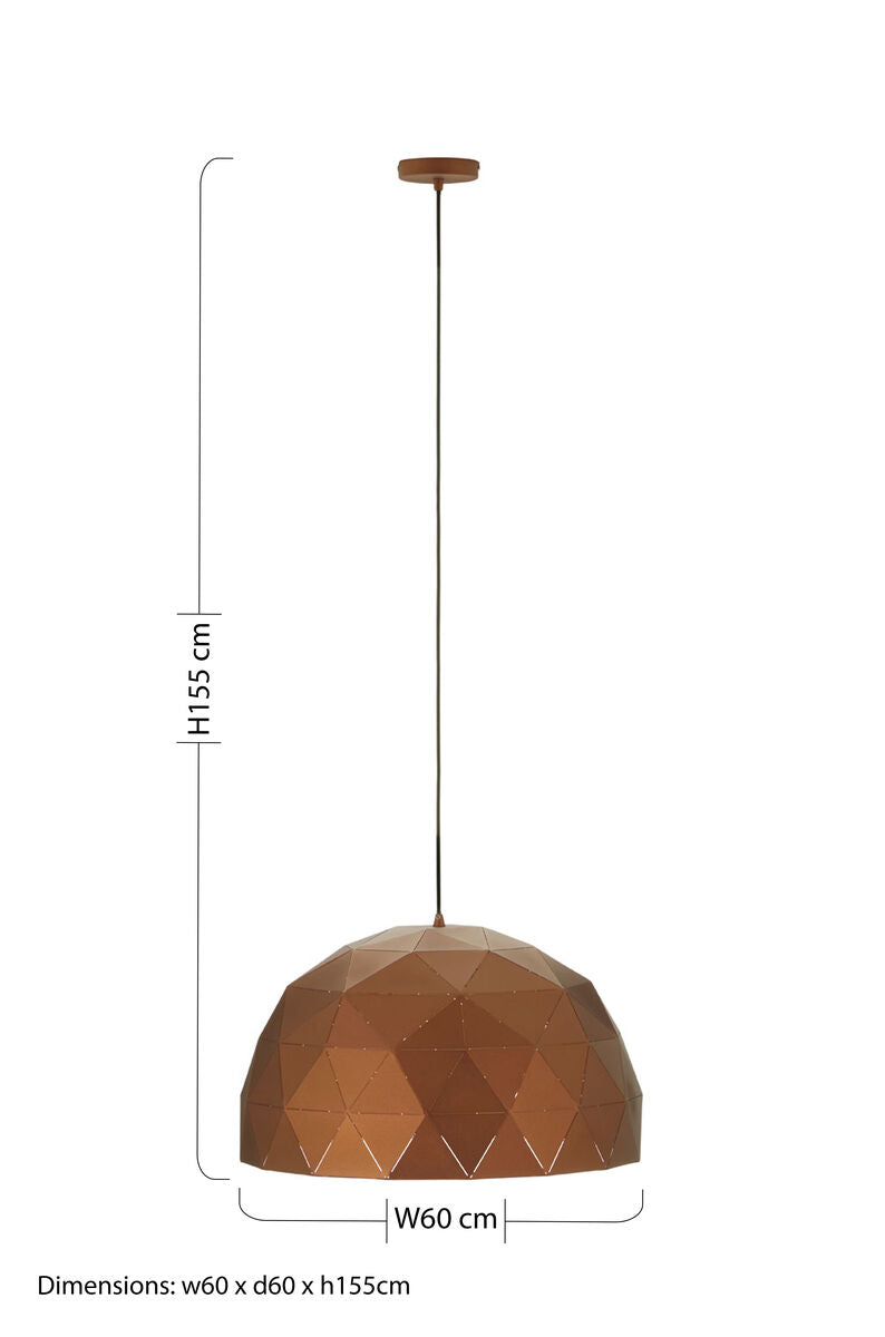 Orsina Mateo Large Coffee Dome Pendant Light | Steel Geometric Shade