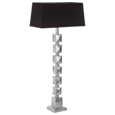 Orsina Macey Faceted Table Lamp | Nickel Finish Modern Bedside Light