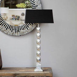 Orsina Macey Faceted Table Lamp | Nickel Finish Modern Bedside Light