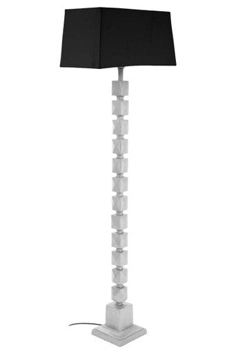 Orsina Macey Large Faceted Floor Lamp – Silver & Black Modern Lighting