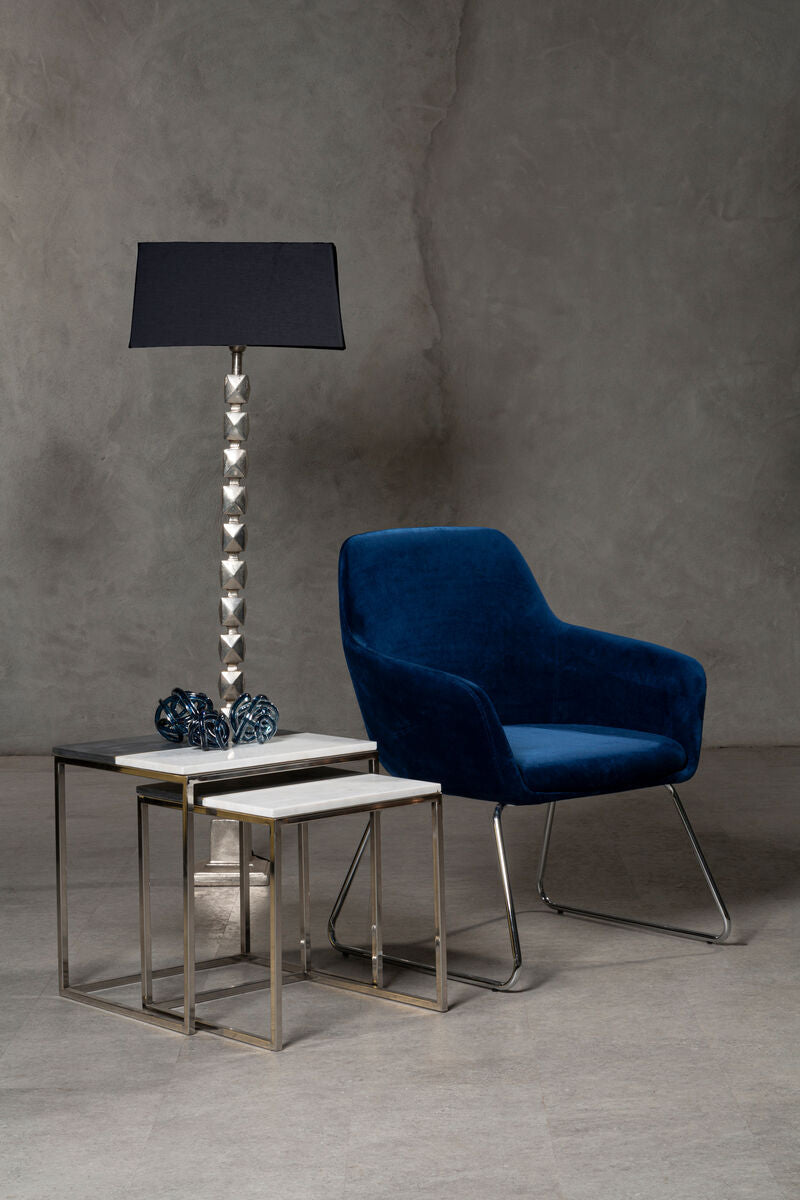 Orsina Macey Large Faceted Floor Lamp – Silver & Black Modern Lighting