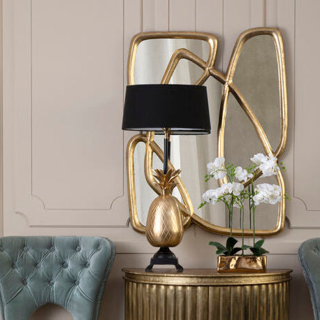 Orsina Pineapple Table Lamp – Nickel Finish with Black Empire Shade