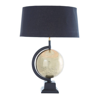 Orsina Churchill Globe Table Lamp – Antique Brass with Black Shade