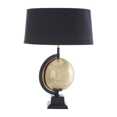 Orsina Churchill Globe Table Lamp – Antique Brass with Black Shade