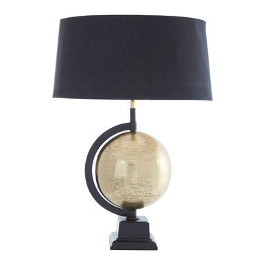 Orsina Churchill Globe Table Lamp – Antique Brass with Black Shade