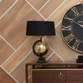 Orsina Churchill Globe Table Lamp – Antique Brass with Black Shade