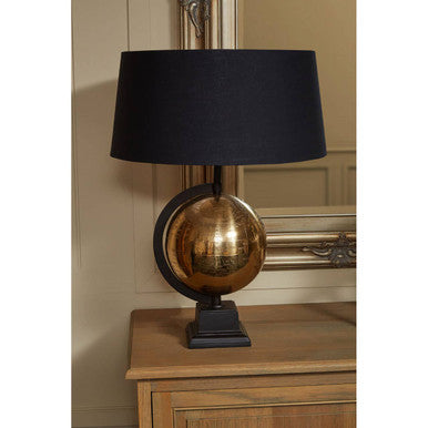 Orsina Churchill Globe Table Lamp – Antique Brass with Black Shade