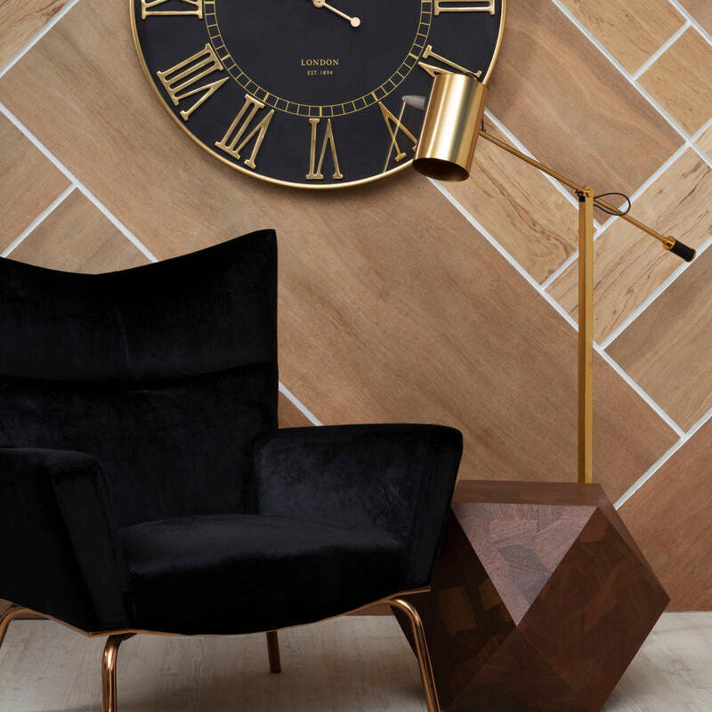 Orsina Mano Gold Floor Lamp – Modern Slim Reading Light with Black Accents