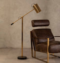 Orsina Mano Gold Floor Lamp – Modern Slim Reading Light with Black Accents