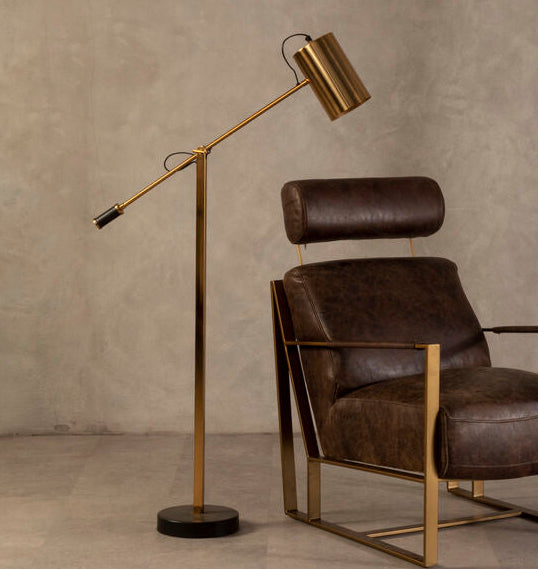 Orsina Mano Gold Floor Lamp – Modern Slim Reading Light with Black Accents