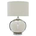 Orsina Carson Glass Table Lamp – Chrome Base with White Fabric Shade