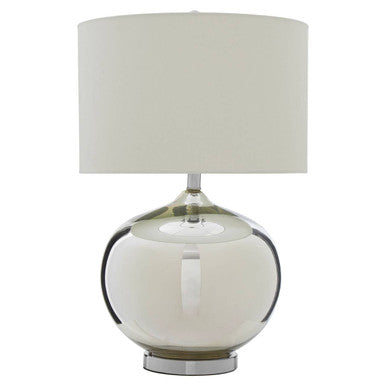 Orsina Carson Glass Table Lamp – Chrome Base with White Fabric Shade